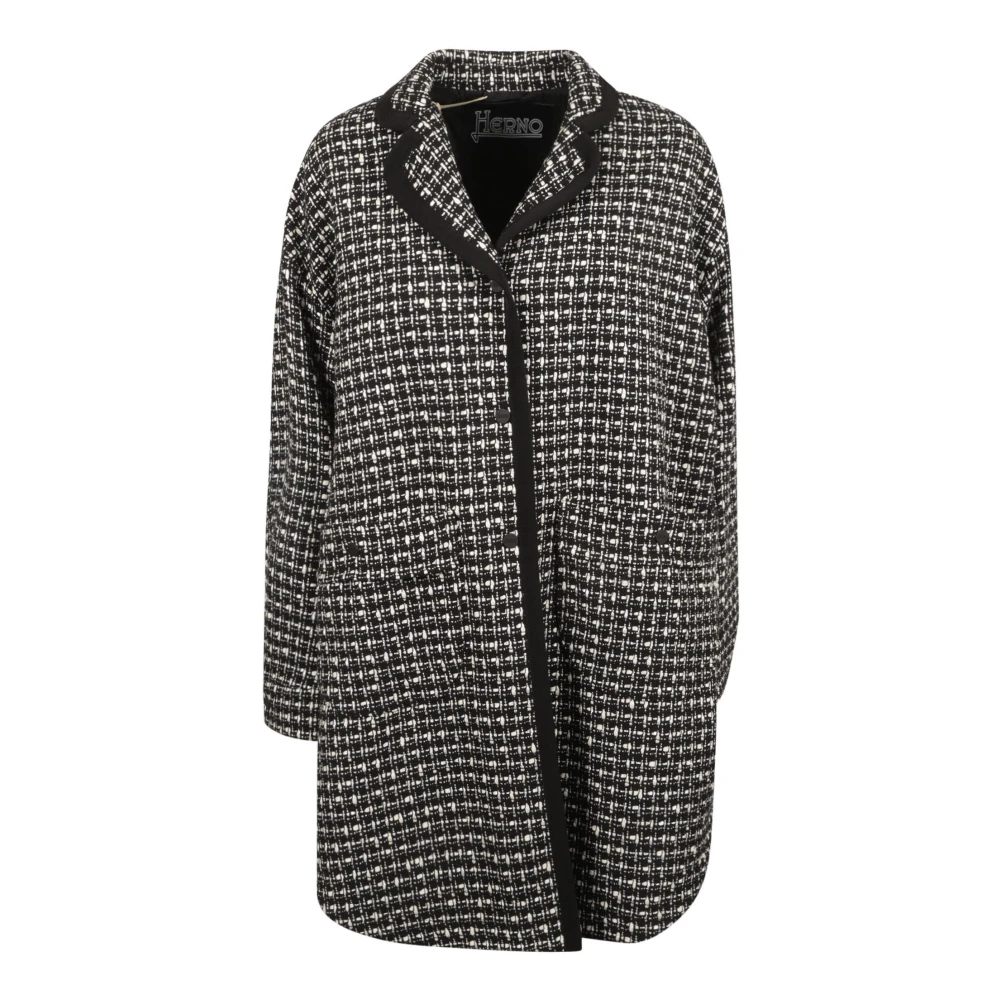 Herno Tweed Jas met Knopen Black Dames