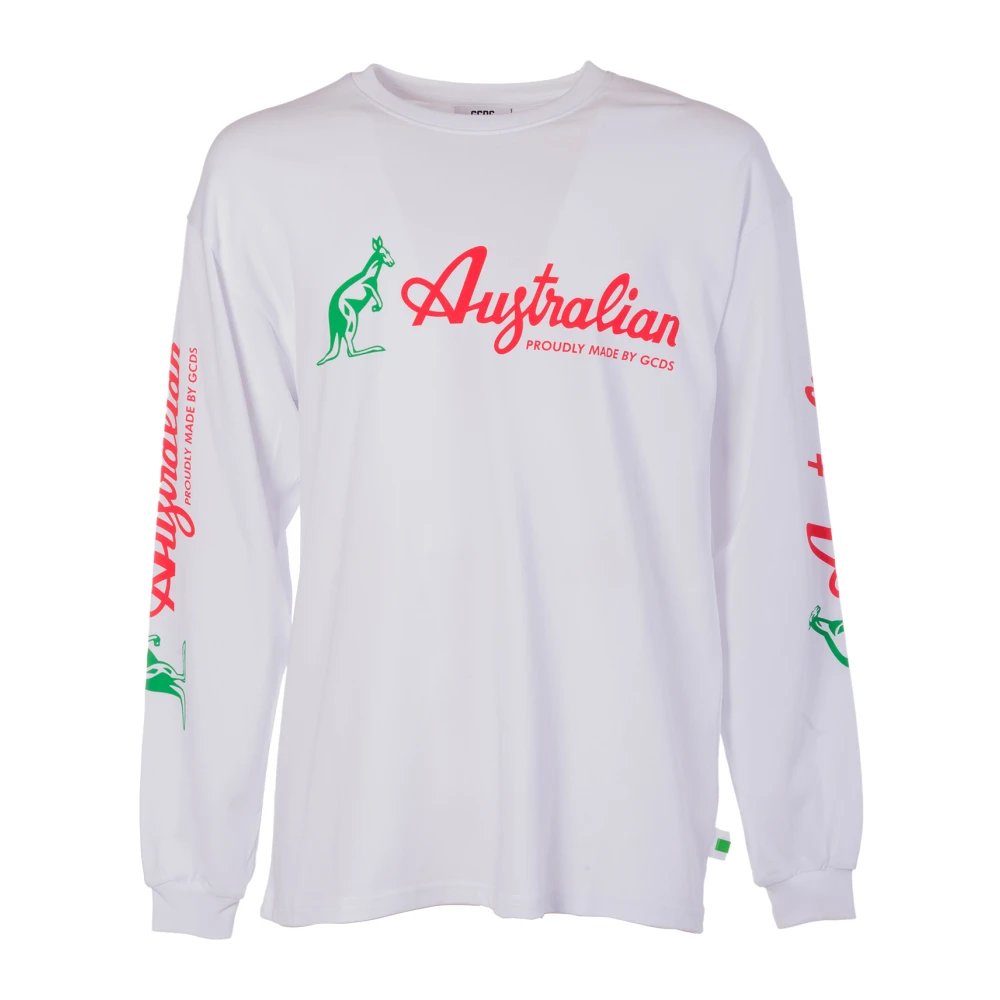 Gcds Witte Lange Australische Stijl Shirt White Heren