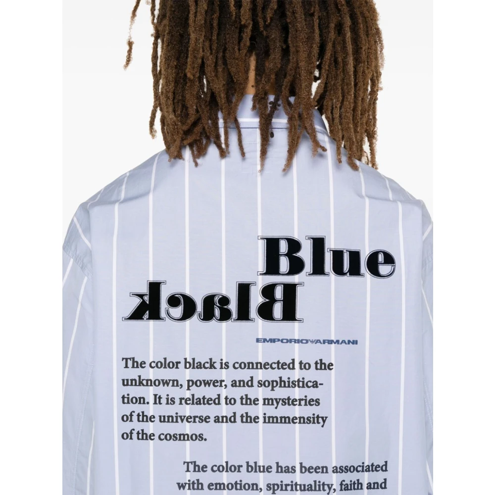 Emporio Armani Gestreept Knoopshirt Grijs Blue Heren