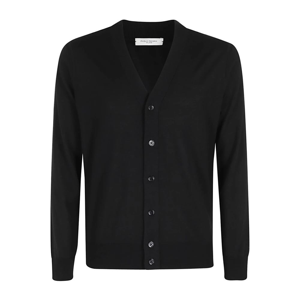 Paolo Pecora Stijlvolle Cardigan Sweater Black Heren
