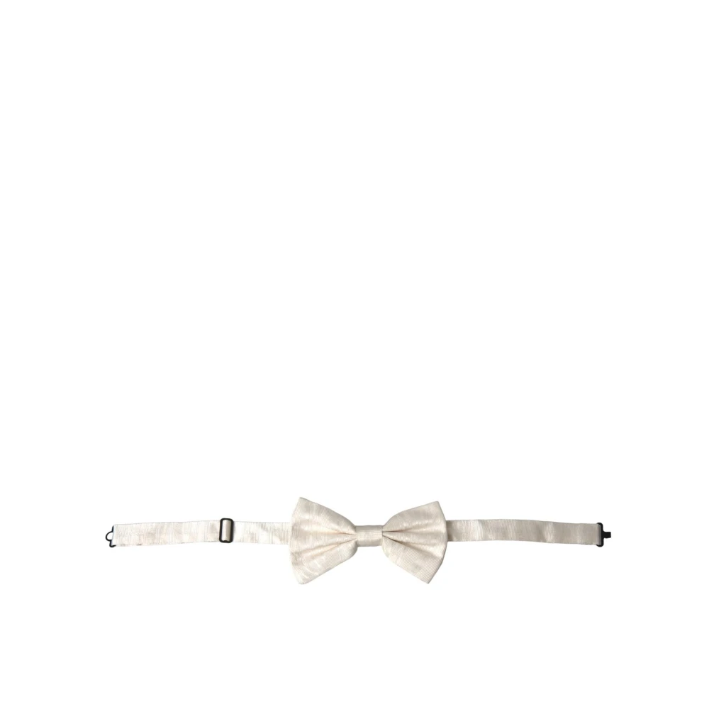 Dolce & Gabbana Zijden Jacquard Verstelbare Strik White Heren