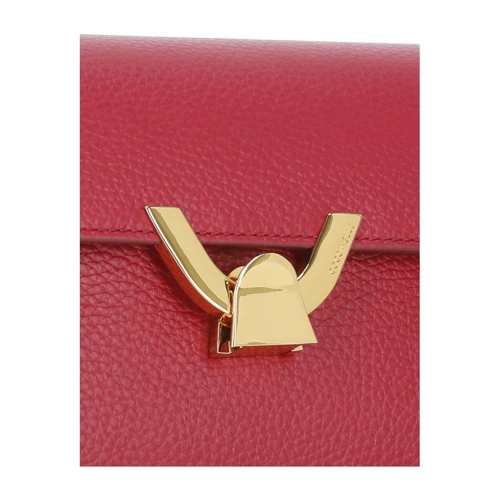 Coccinelle Rode leren schoudertas met flap Red Dames