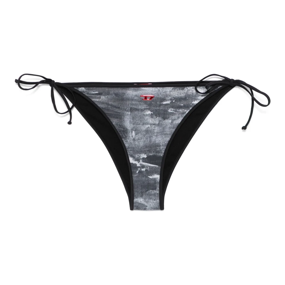 Diesel Damski Czarny Stroje Kąpielowe, Kobieta,, Czarne Sea Printed Bikini Bottoms Średni