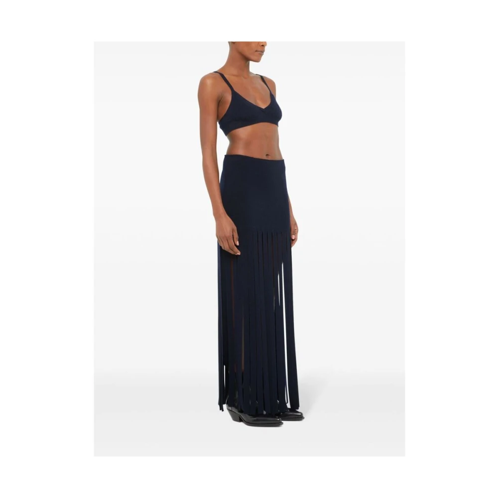 Alanui Midnight Blue Gebreide Rok met Franje Blue Dames