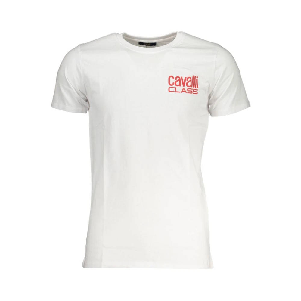 Cavalli Class Katoenen Logo Print Crew Neck T-Shirt White Heren