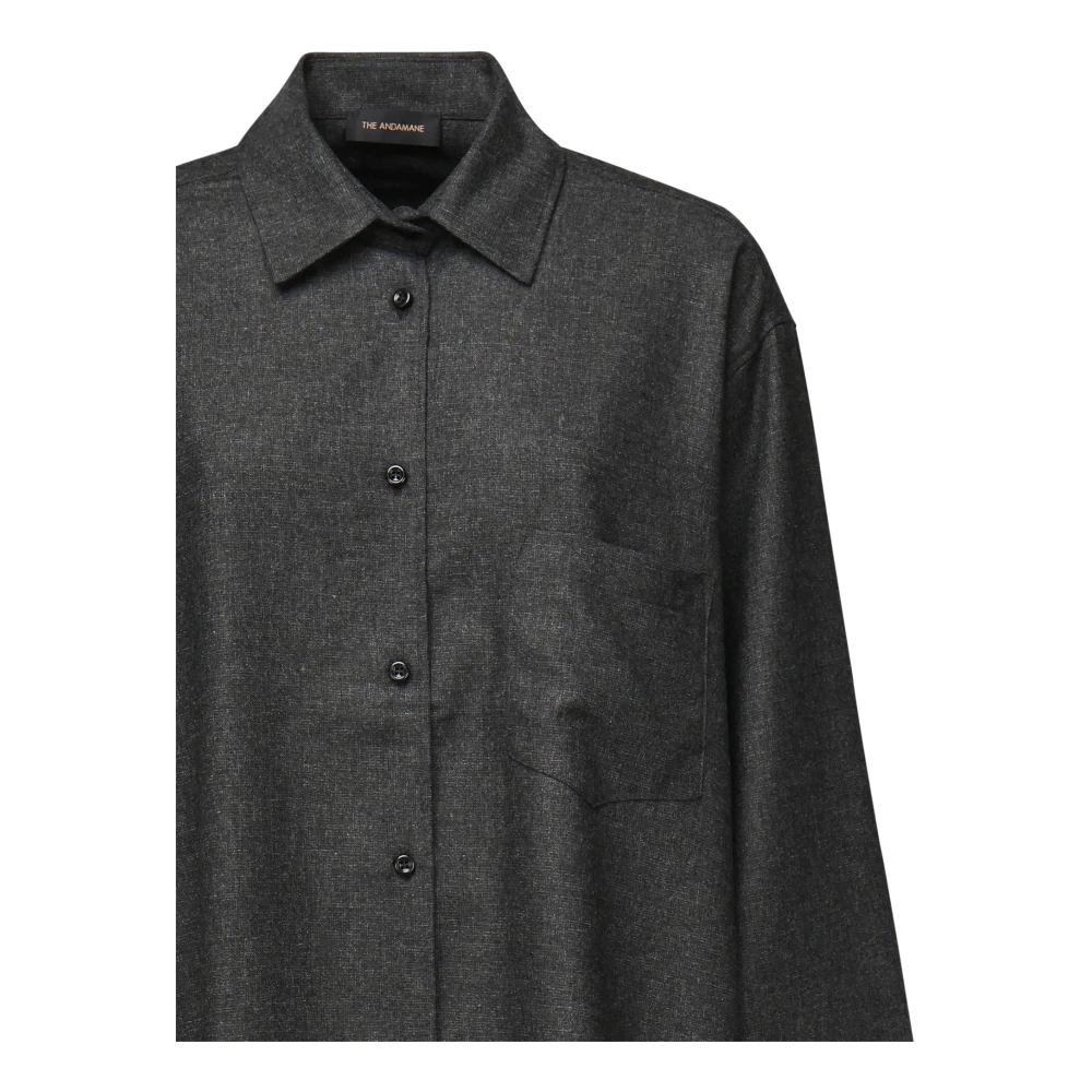 Andamane Grijze Oversized Mêleer Stof Shirt Gray Dames