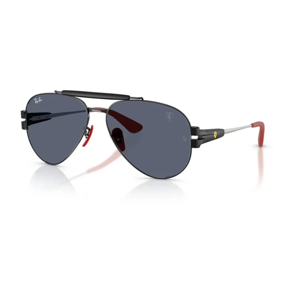 Ray-Ban Unisex Black Sunglasses, 58 Mm, Ferrari Aviator Sunglasses With Scuderia Logo