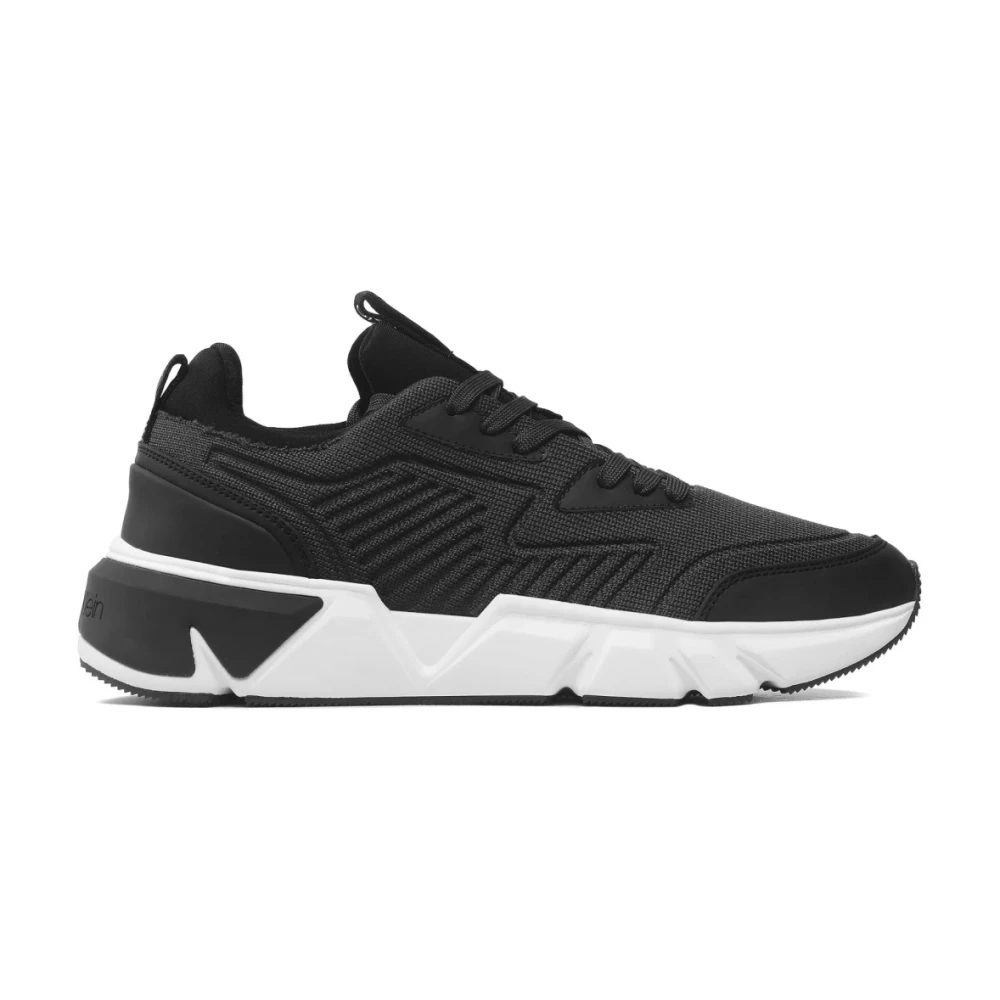 Calvin Klein Pro Runn Vetersluiting Gebreide Sneakers Heren Schoenen Zwart