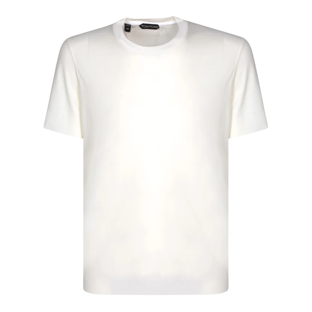 Tom Ford Witte Crewneck T-shirt Lyocell Mix White Heren