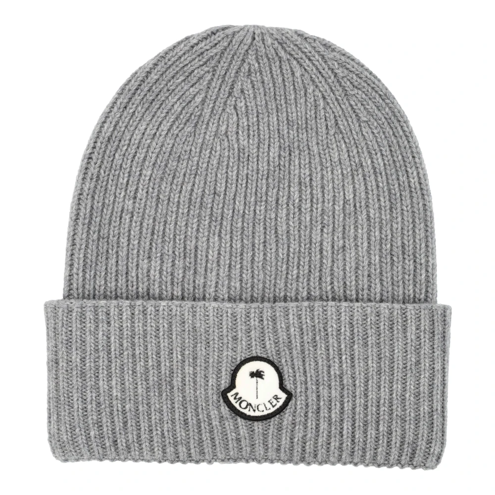 Moncler Grå Ull Beanie Mössor Kepsar Aw24 Gray, Herr