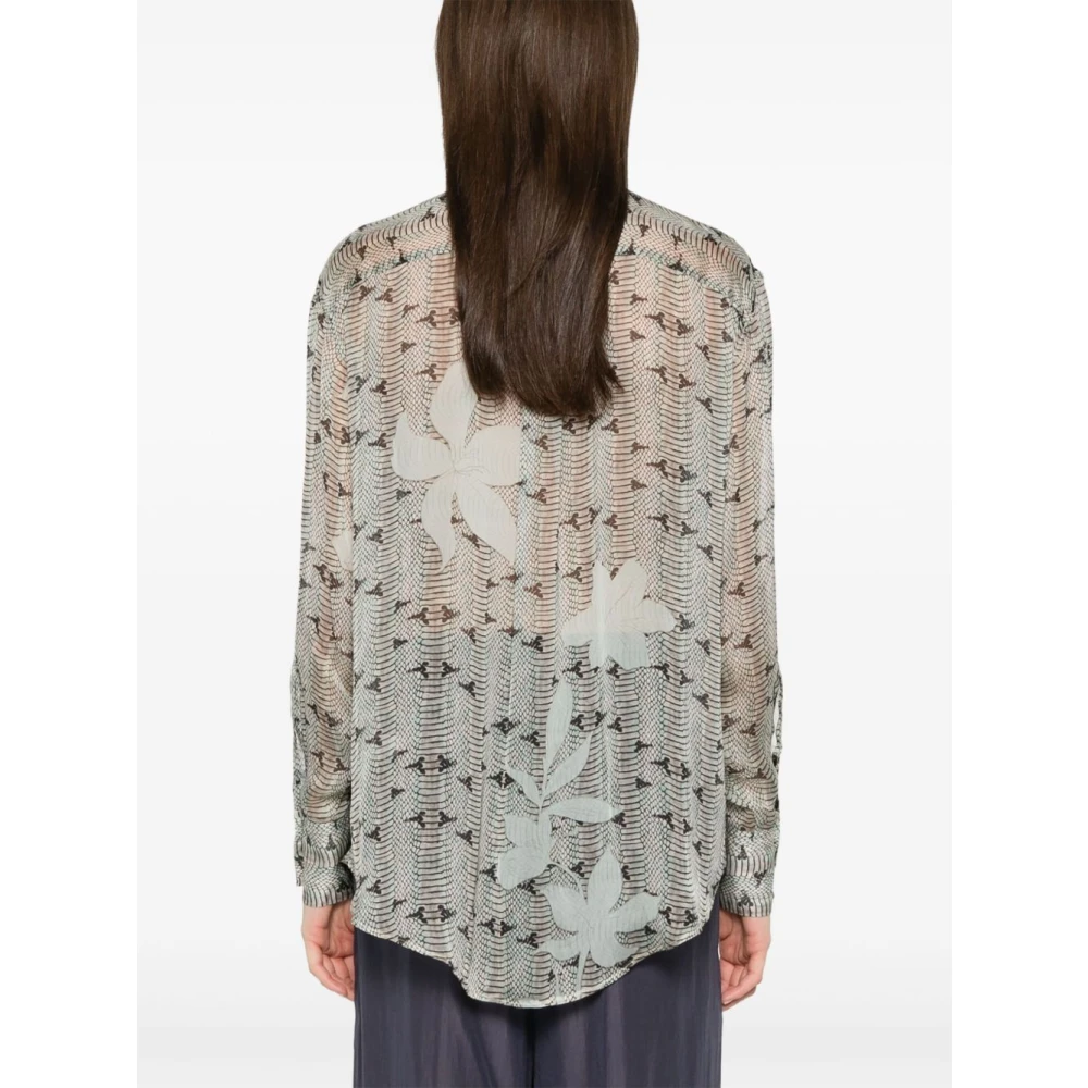 Forte Grijze Button-Up Shirt met Box-Pleat Detail Gray Dames