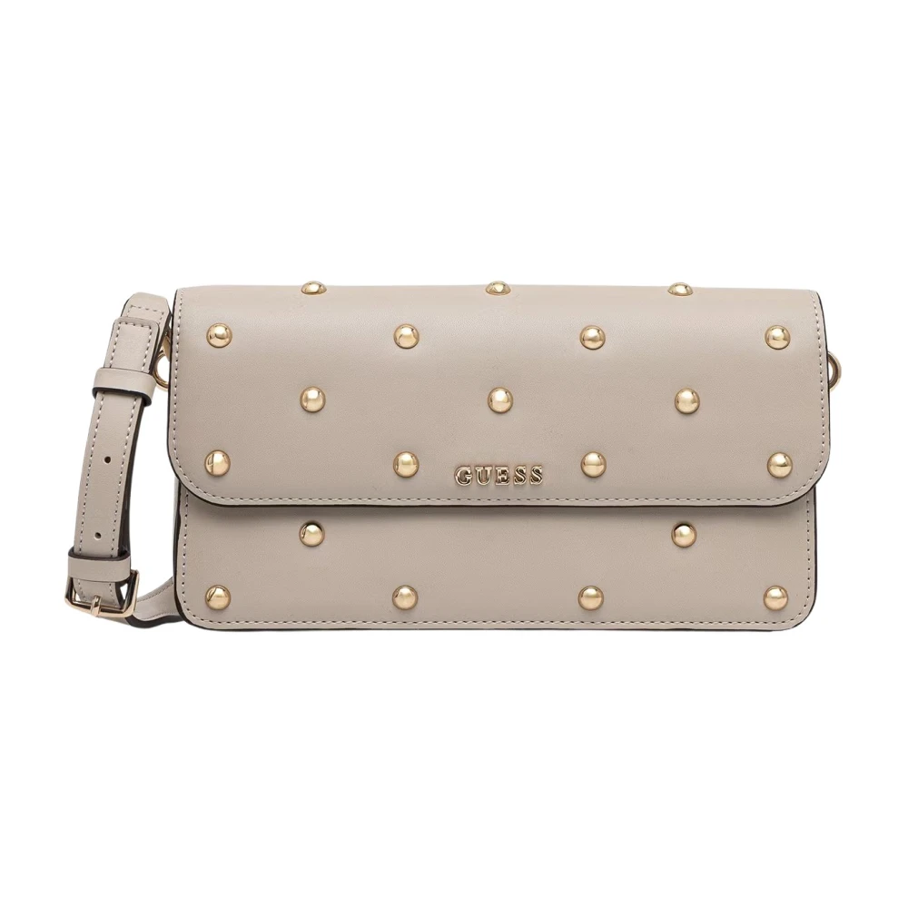Guess Donna Beige Borsa A Spalla Da Con Borchie All Over - Immagine 2