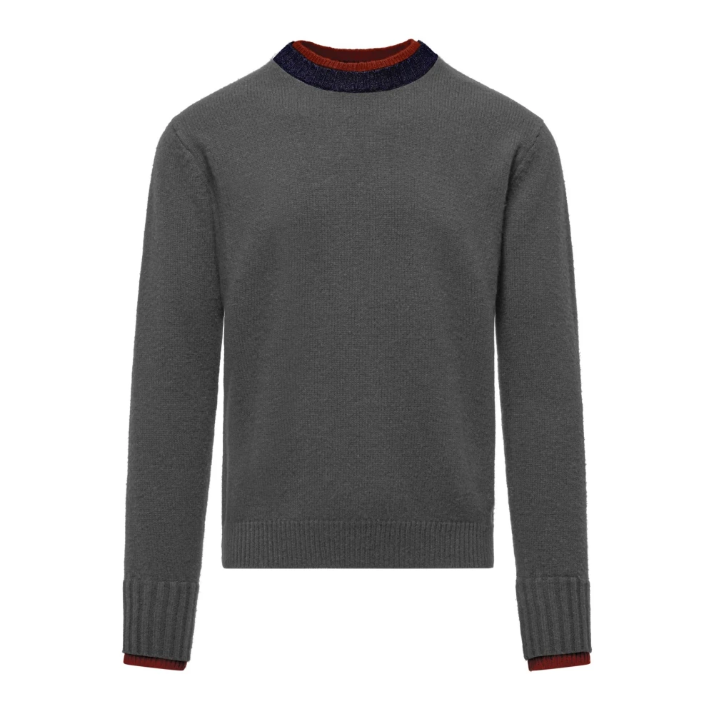 BomBoogie Twee-Tone Wol Crew Neck Sweater Gray Heren