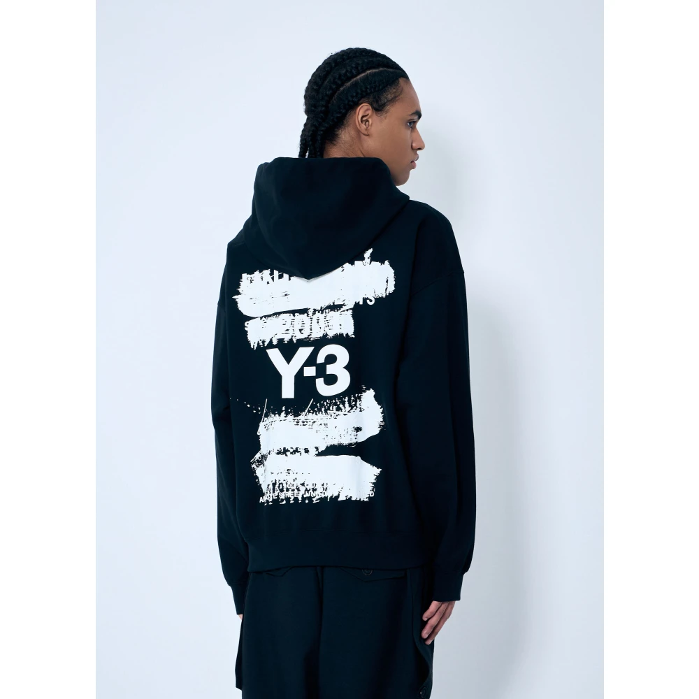 Y-3 Hoodie met logo print Black Heren