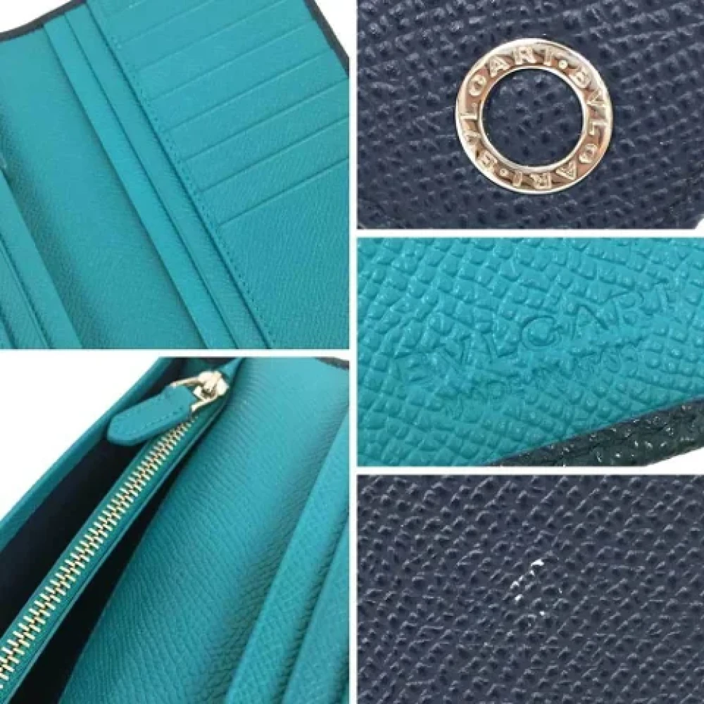 Bvlgari Vintage Pre-owned Leather wallets Blue Dames