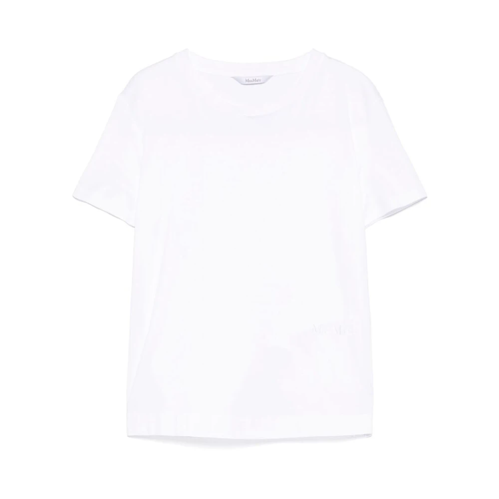 Max Mara Wit Logo Geborduurd Crew Neck T-shirt White Dames