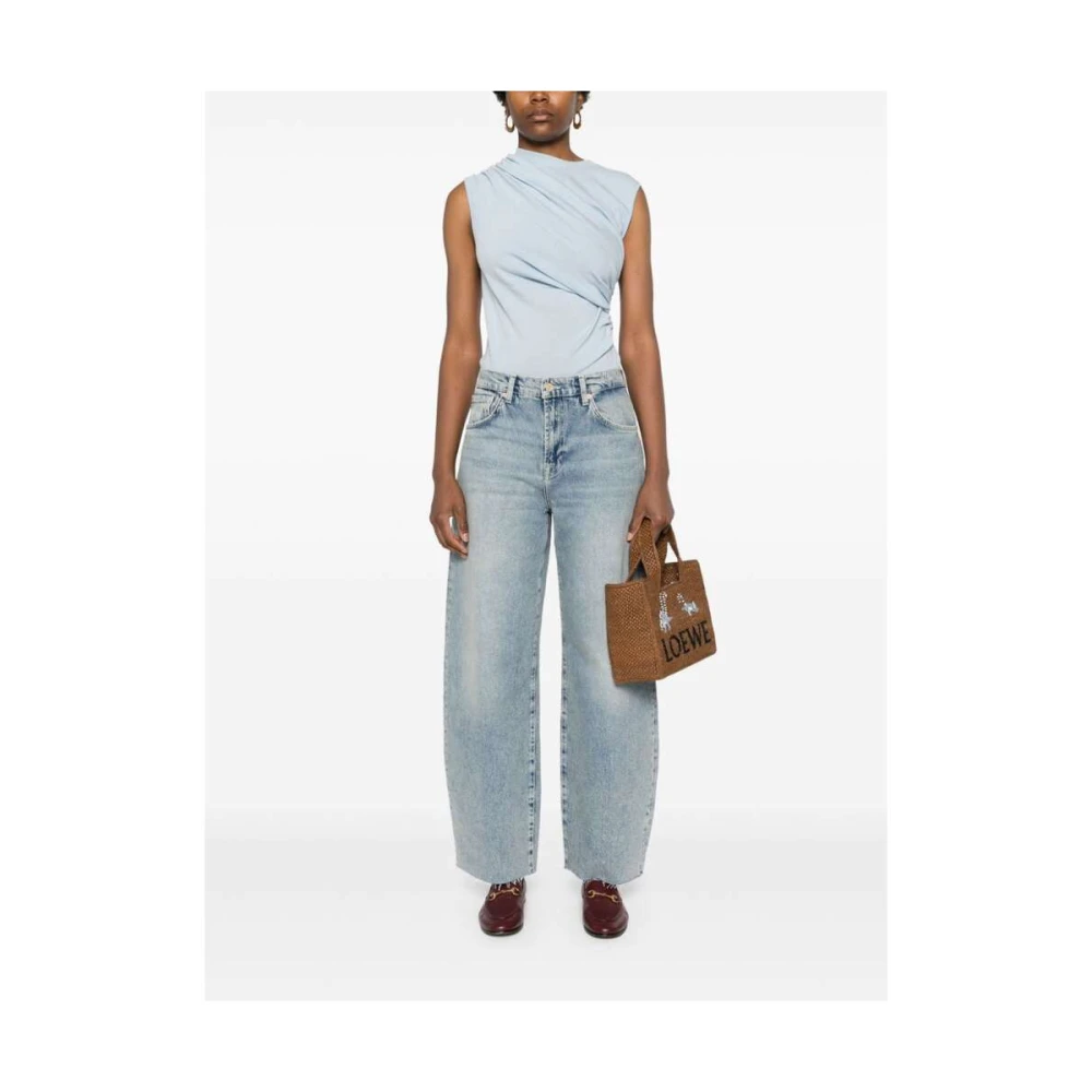 7 For All Mankind Lichtblauwe Denim Tapered Jeans Blue Dames
