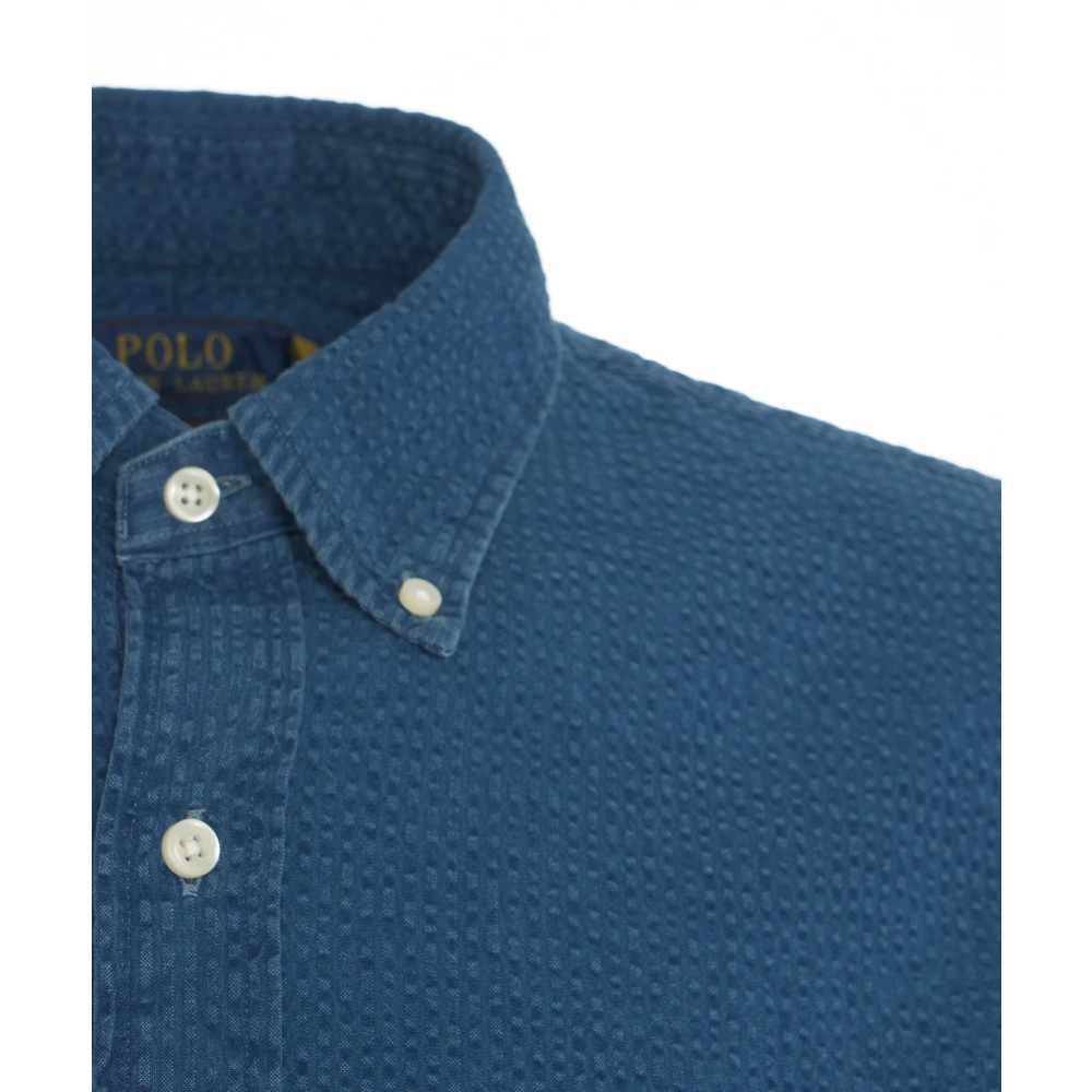 Polo Ralph Lauren Blauwe Gestreepte Denim Overhemd Blue Heren