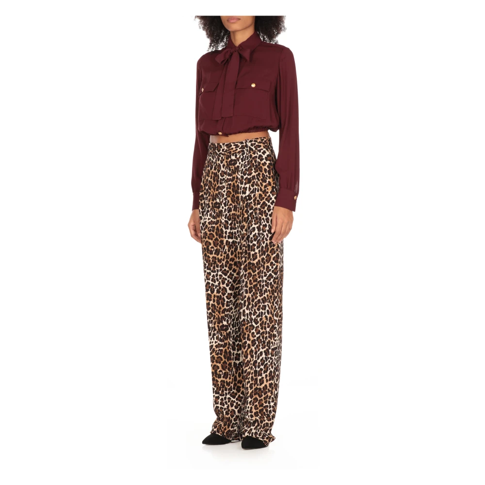 Elisabetta Franchi Bordeaux Viscose Cropshirt met Sjaal Red Dames