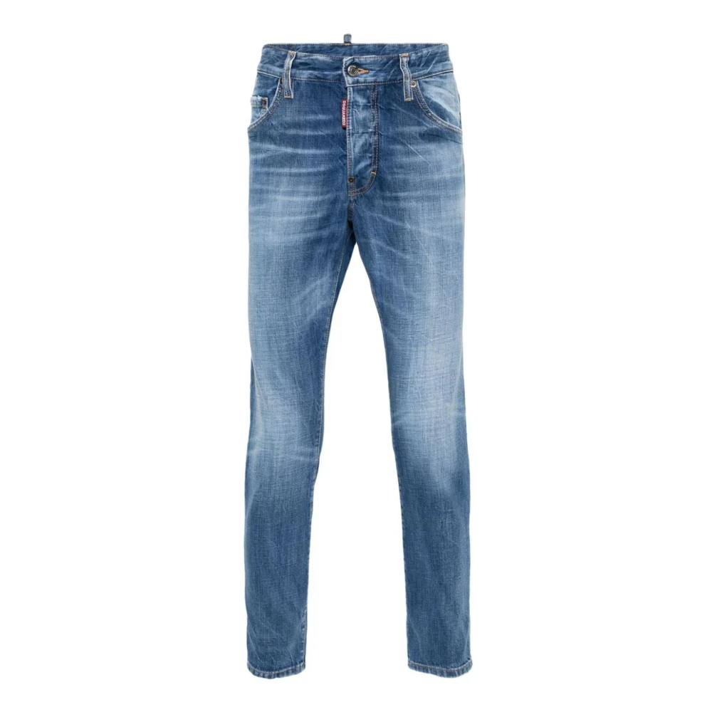 Dsquared2 Blauwe Denim Skinny Jeans met Distressed Details Blue Heren