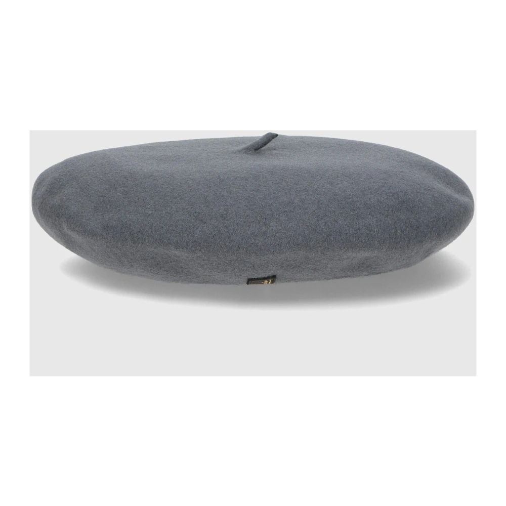 Borsalino Wollen Baret met Gouden Logo Gray Unisex