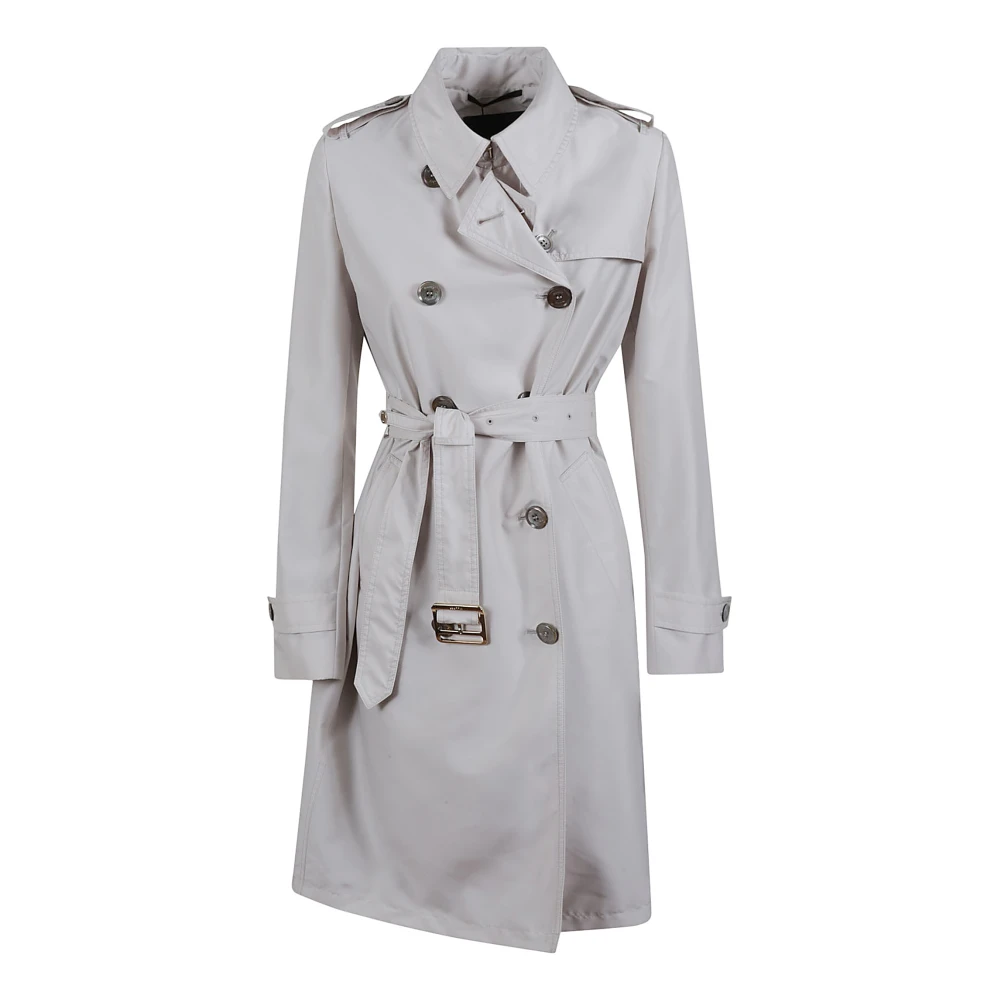 Moorer Nylon Trenchcoat met dubbele rij knopen Gray Dames