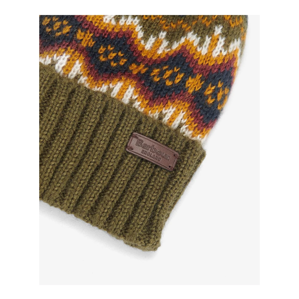 Barbour Groene Gebreide Fairisle Pom Hoed Green Heren