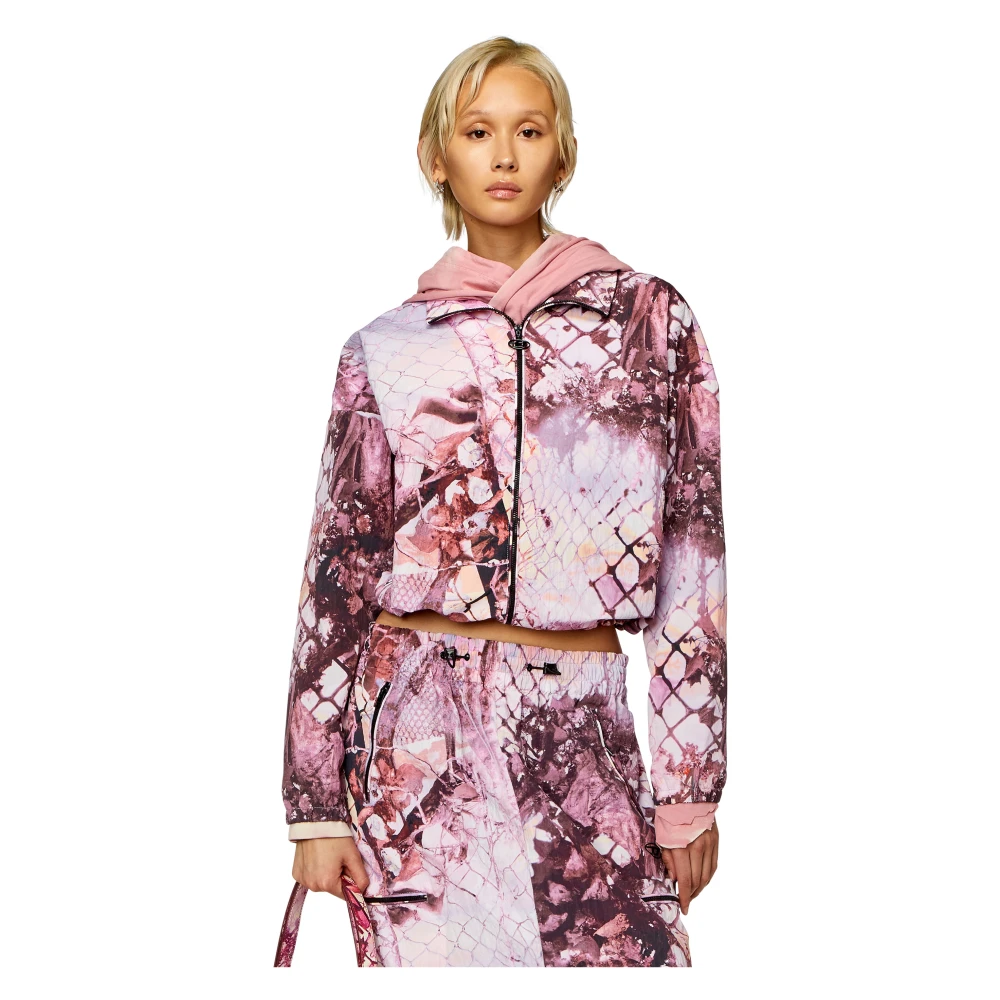 Diesel Nylon windbreaker with abstract print Multicolor Dames