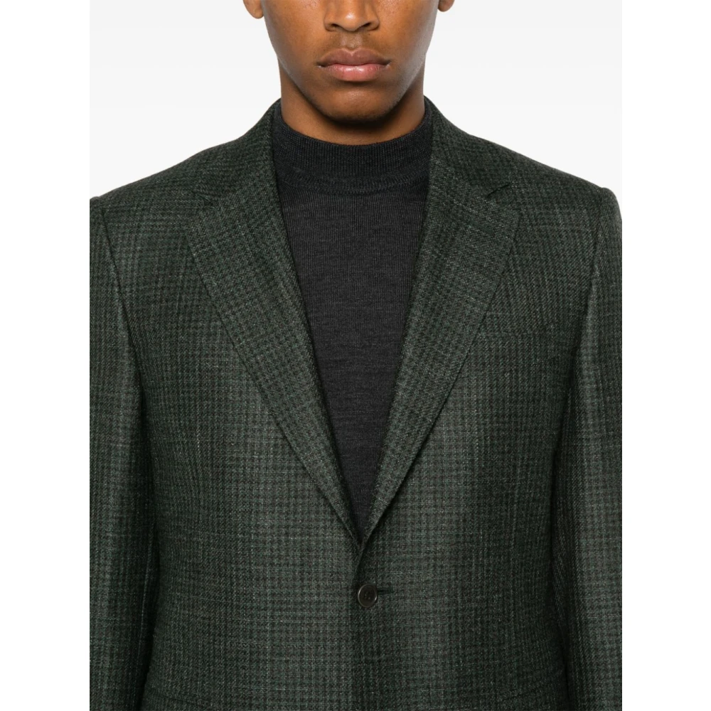 Canali Bosgroene Geruite Blazer Green Heren