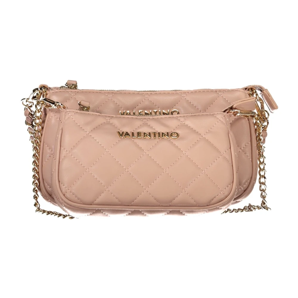 Valentino by Mario Valentino Roze Schoudertas met Ketting en Rits Pink Dames
