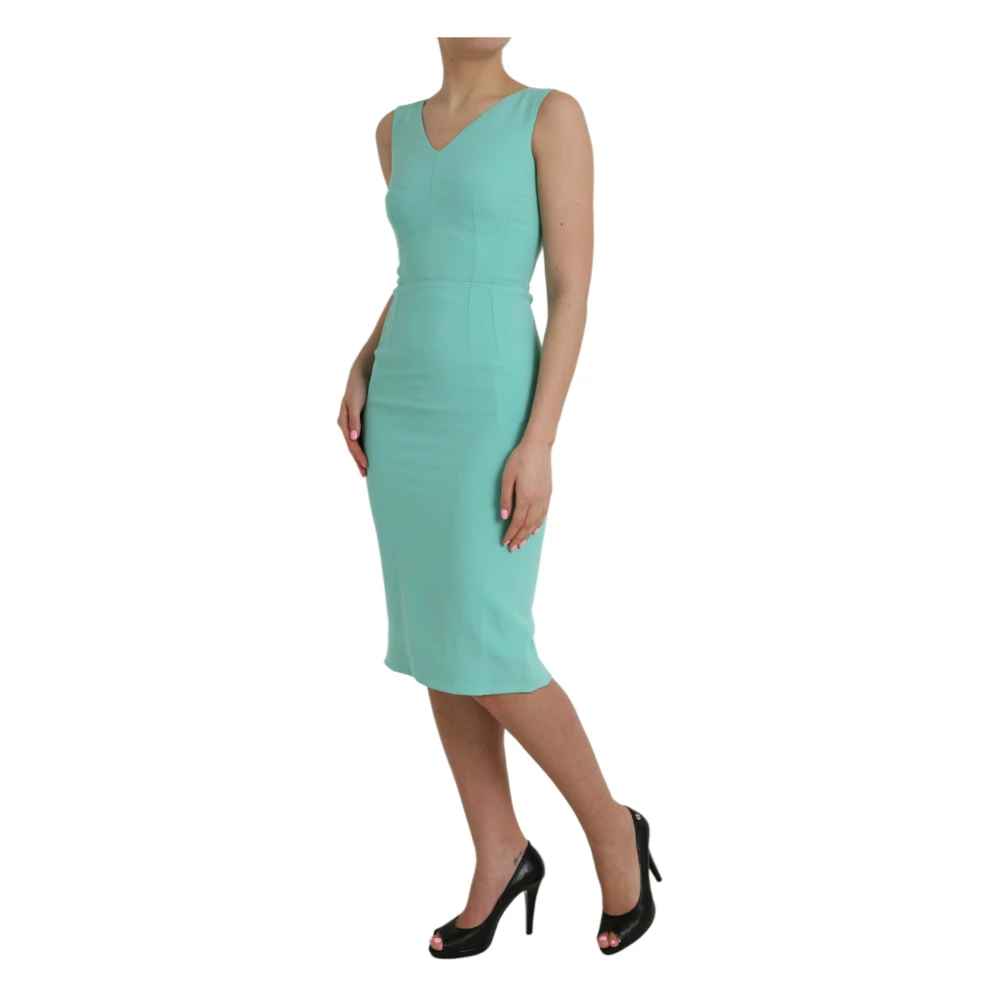 Dolce & Gabbana Groene mouwloze Bodycon Midi Jurk Green Dames