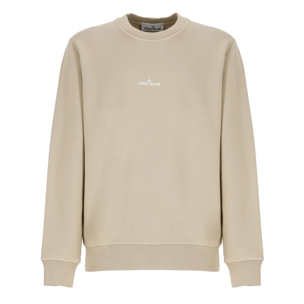 Stone Island Beige Katoenen Sweatshirt met Logoprint Beige Heren