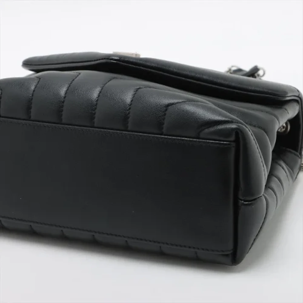 Yves Saint Laurent Vintage Pre-owned Loulou Small Chevron Quilted Leather 2-Ways Envelope Bag Black Dames