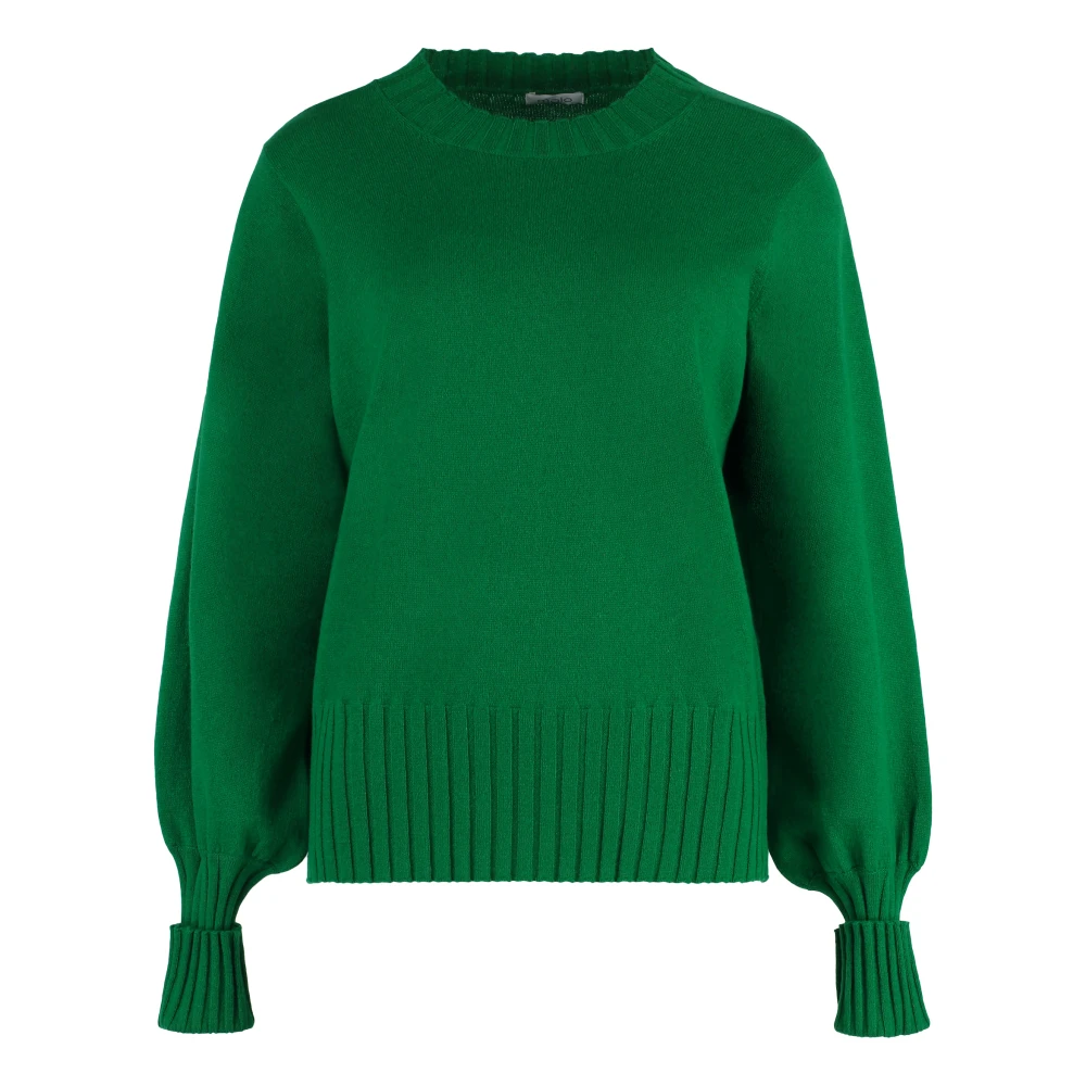 Malo Lyxig Cashmere Sweater Ribbed Knit Green, Dam