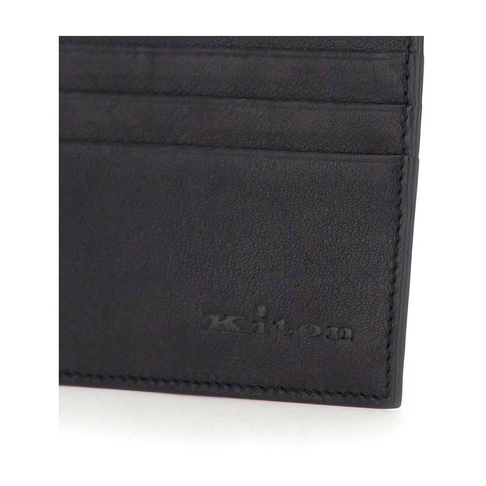 Kiton Leren Kaarthouder Zwart Multi-Compartiment Black Heren