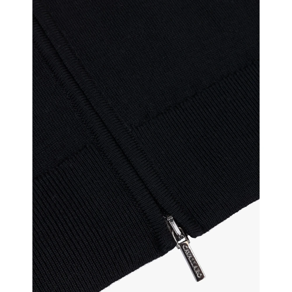Cavallaro Merino Full Zip Cardigan Vest Zwart Black Heren