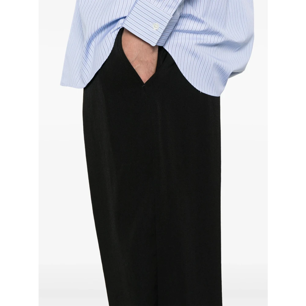 Yohji Yamamoto Luxe wollen broek met artistieke details Black Heren