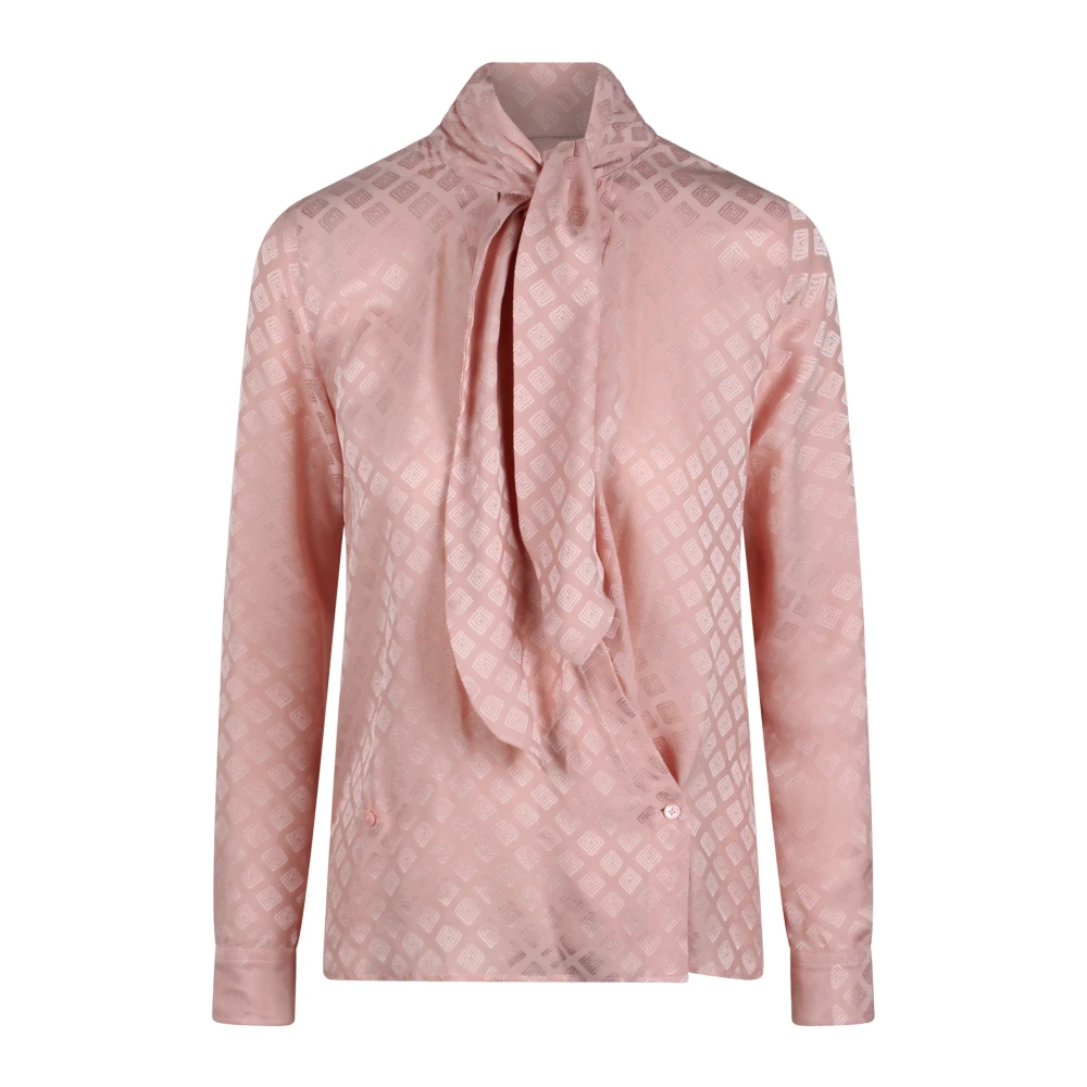ETRO Geometrische Jacquard Zijden Overhemd Pink Dames
