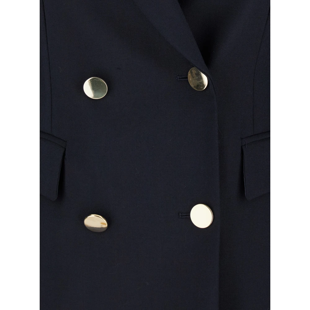 Semicouture Blauwe Peak Revers Dubbel-Borst Jas Blue Dames