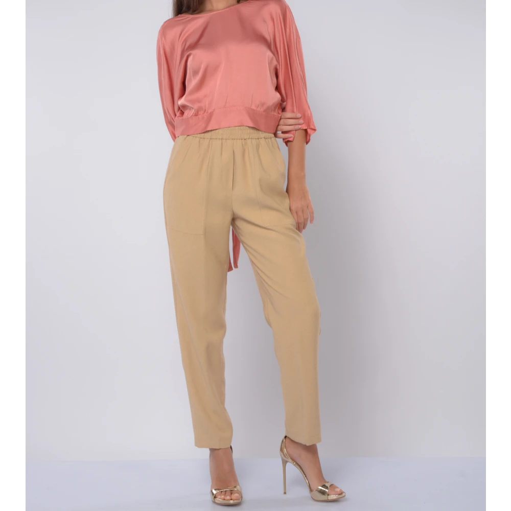 Kaos Viscose Elastische Broek Beige Dames