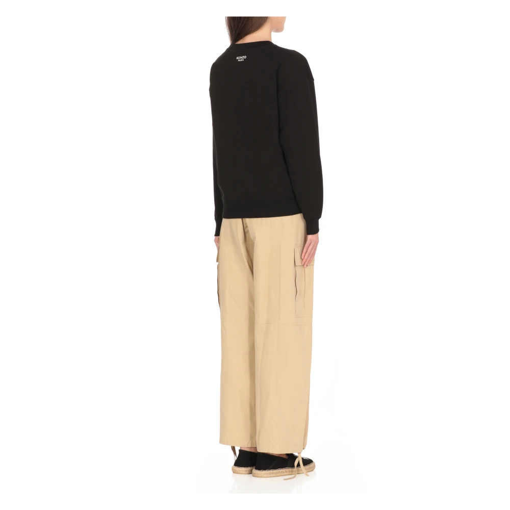 Kenzo Zwarte Katoenen Sweatshirt met Bloemenborduursel Black Dames