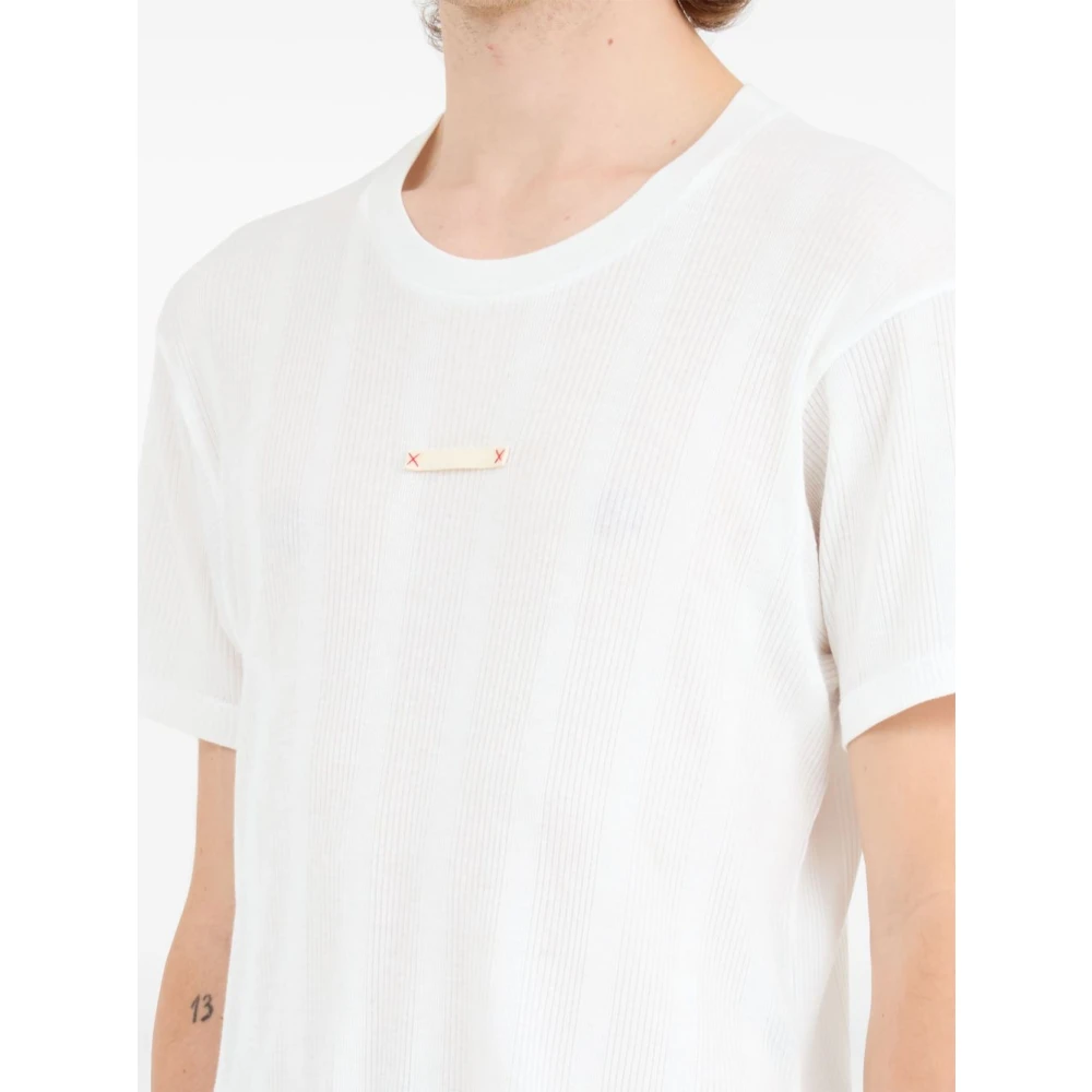 Maison Margiela Witte Logo Patch T-shirts en Polos White Heren