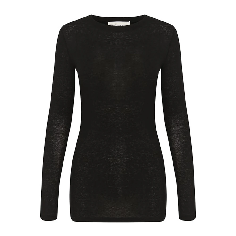 Karen by Simonsen Meteoriet Lange Mouw Ronde Hals Top Black Dames