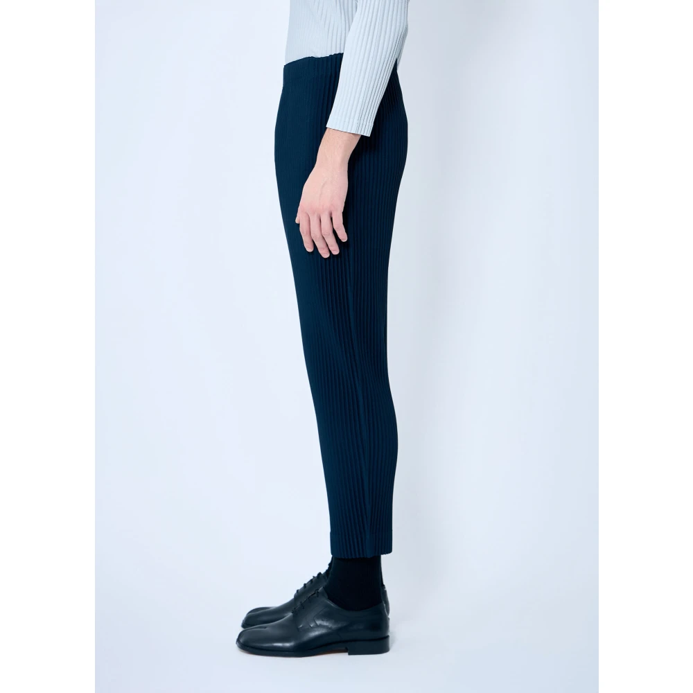 Issey Miyake Geplooide Straight-Leg Broek Blue Heren