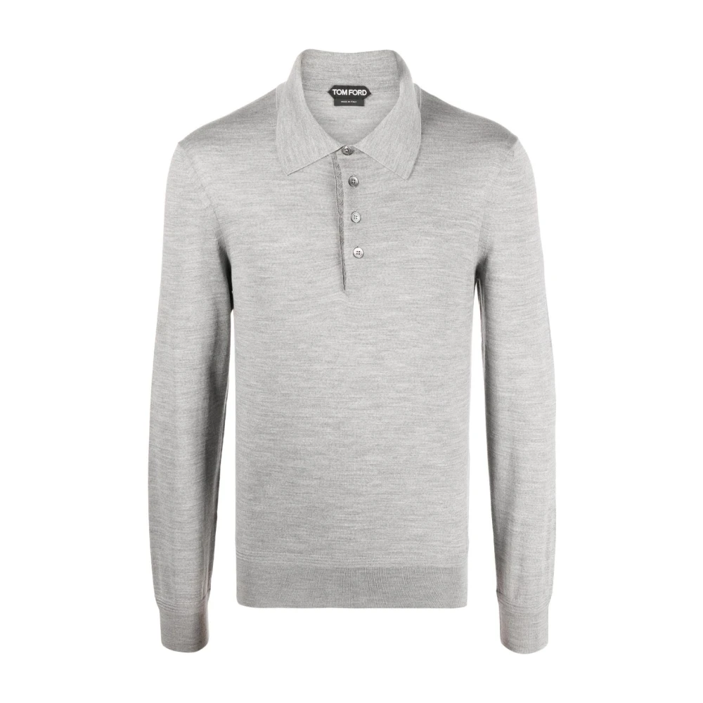 Tom Ford Grijze Gebreide Poloshirt Gray Heren