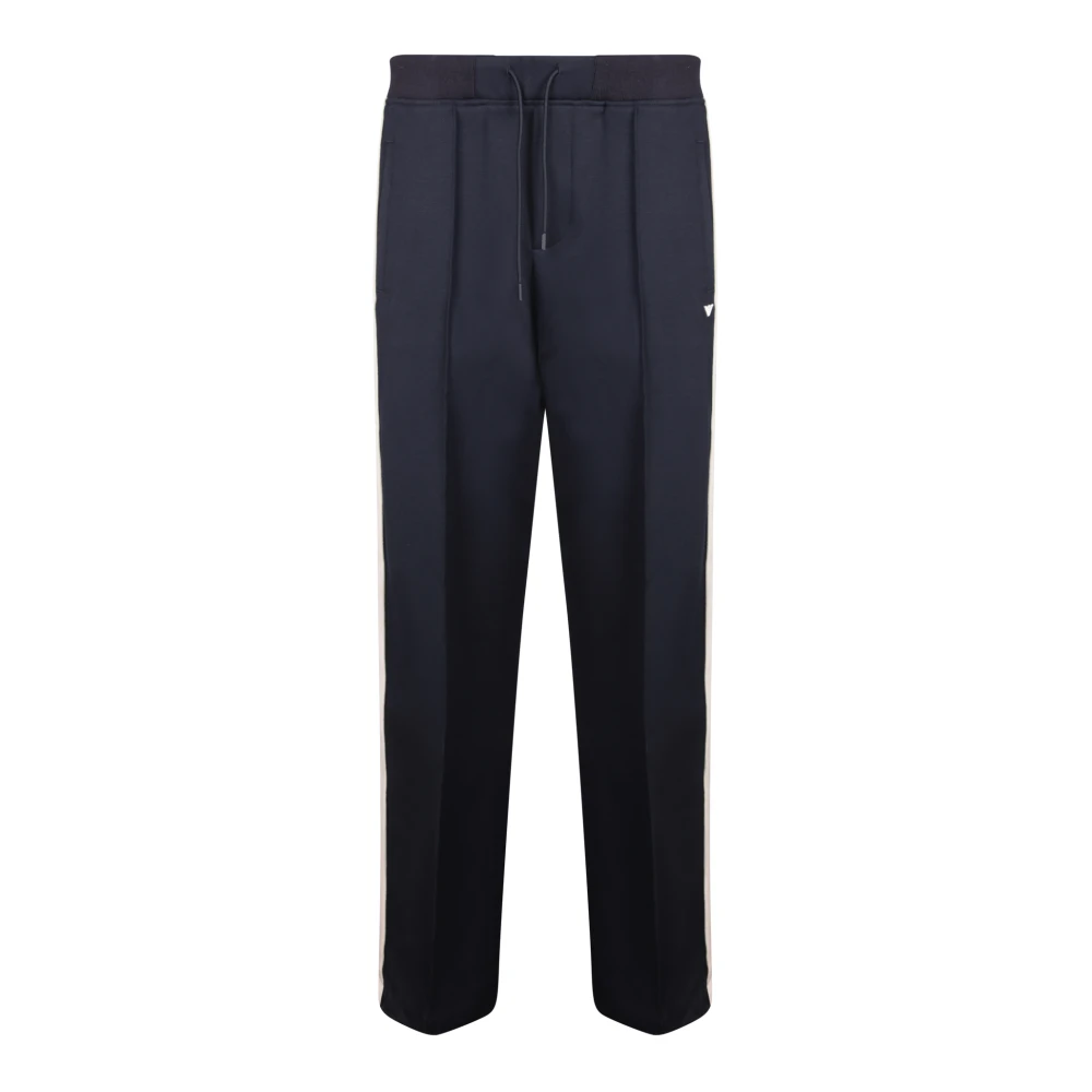 Emporio Armani Elastische Taille Wollen Broek Blue Heren