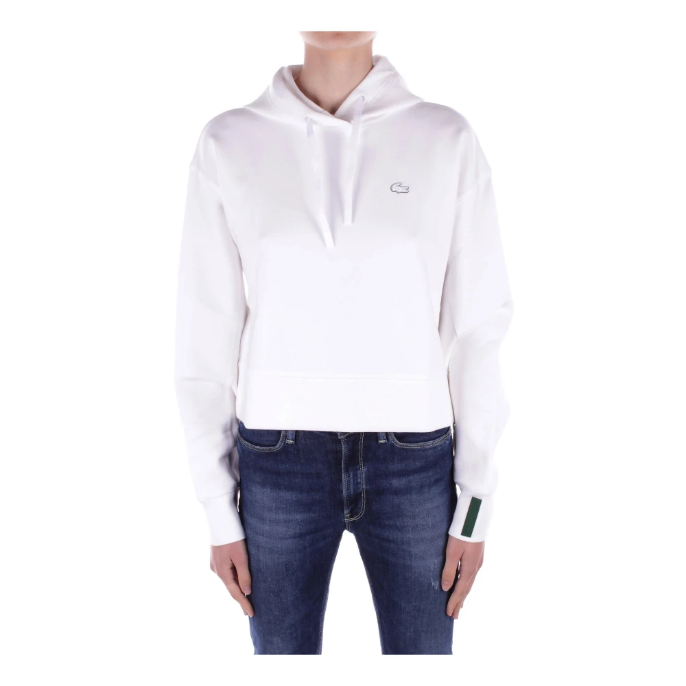 Lacoste Vit Huvtröja Med Främre Logotyp