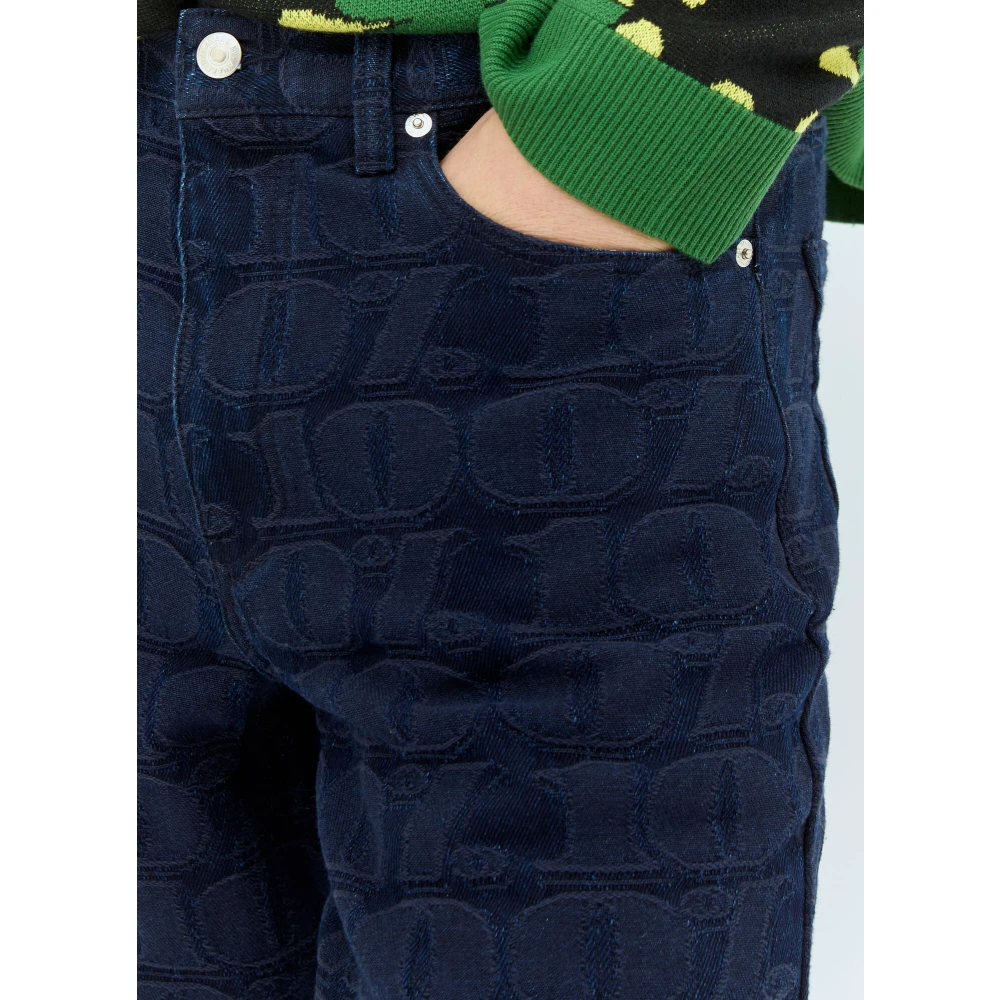 Awake NY Jacquard Straight Leg Jeans Blue Heren