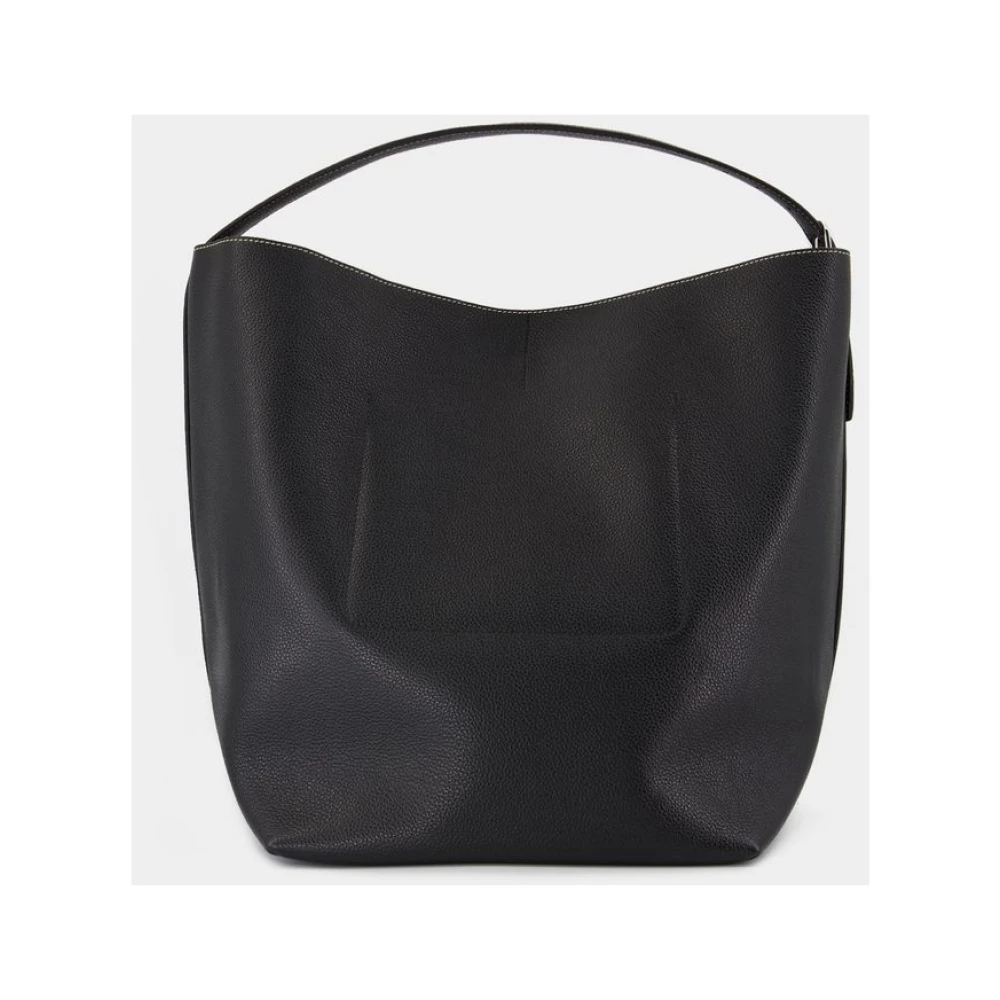 TotêMe Zwarte Leren Shopper Tas Dubbel Draagbaar Black Dames