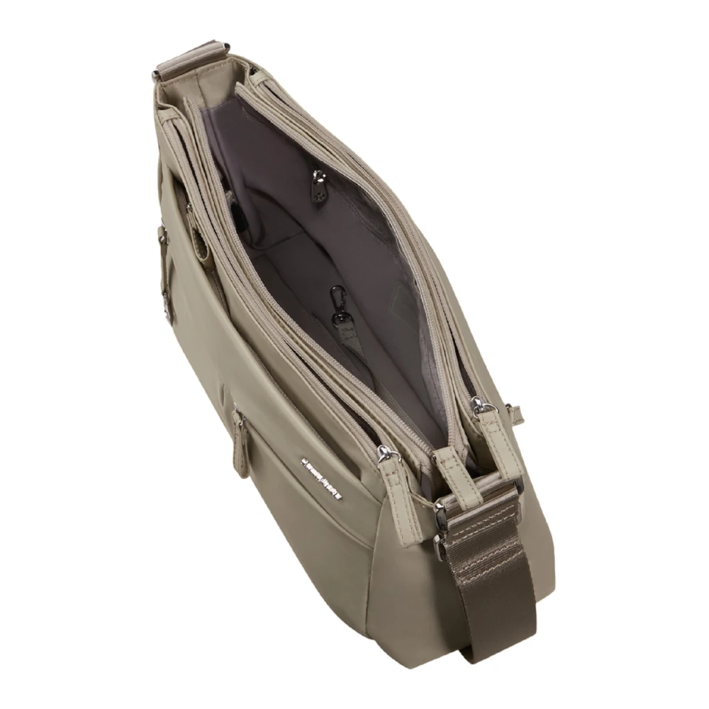 Samsonite Steen Groene Schoudertas met Zakken Beige Dames